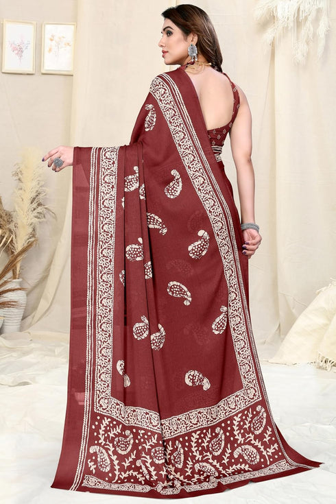 Vasthrlay Fashion Chiffon Printed Grey Ethnic Wear