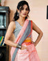 Vasthrlay Womens Printed Orange And White Saree With Unstitched Blouse Piece
