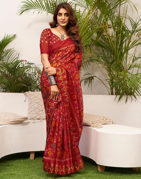 Vasthrlay Womens Printed Unstitched Green Saree