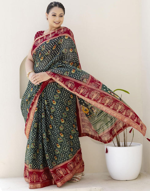 Vasthrlay Georgette Bandhani Unstitched Purple Saree