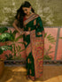 Vasthrlay Womens Weaving Dark Green Saree With Unstitched Blouse Piece