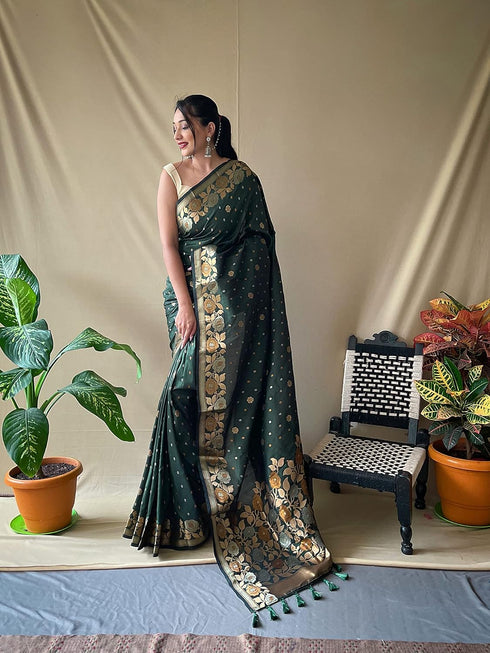 Vasthrlay Kanjivaram Banarasi Jacquard Unstitched Saree