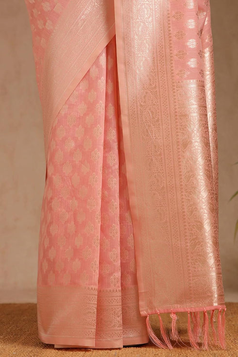 Vasthrlay Peach Tussar Woven
