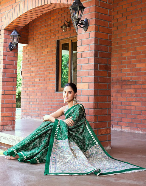 Vasthrlay Bandhani Printed Unstitched Wine Saree