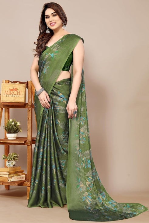 Vasthrlay Fashion Chiffon Turquoise Ethnic Wear