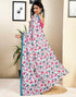 Vasthrlay Womens Printed Unstitched White Saree