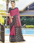 Vasthrlay Chanderi Bandhani Black And Pink Saree With Unstitched Blouse Piece
