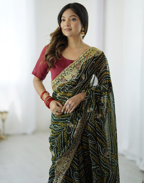 Vasthrlay Georgette Embroidery Unstitched Pink Saree