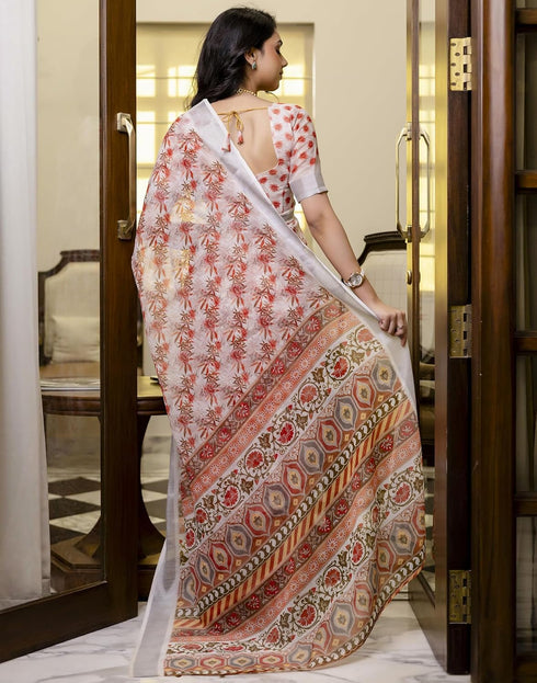 Vasthrlay Womens Cotton Unstitched Teal Saree