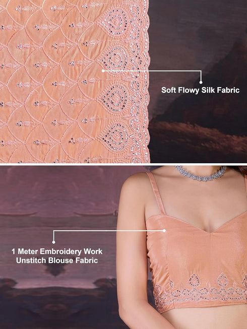 Vasthrlay Embroidery Unstitch Orange Ethnic Wear