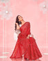Vasthrlay Georgette Sequins Unstitched Red Saree