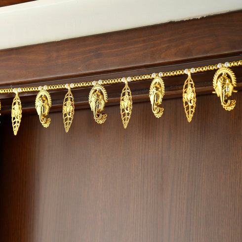 CraftVatika Ganesha Leaf Pearl Bead Door Hanging Bandhanwar Toran 35 Inch