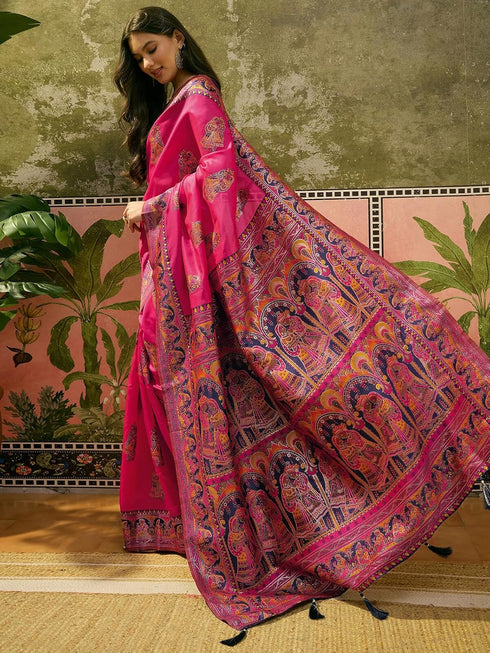 Vasthrlay Womens Weaving Unstitched Green Saree