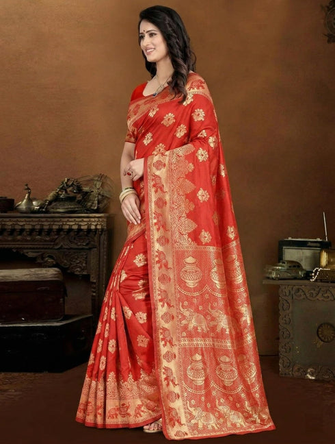 Vasthrlay Banarasi Traditional Unstitched Saree
