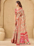 Vasthrlay Printed Jacquard Unstitched Dusty Pink Saree