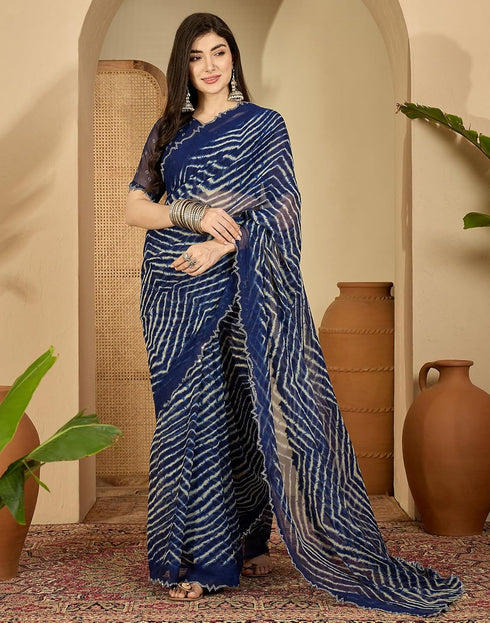 Vasthrlay Georgette Embroidery Unstitched Yellow Saree