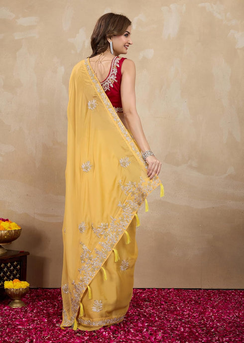Vasthrlay Embroidery Blouse Yellow Ethnic Wear
