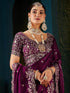 Vasthrlay Scalloped Embroidery Unstitched Rani Pink Saree