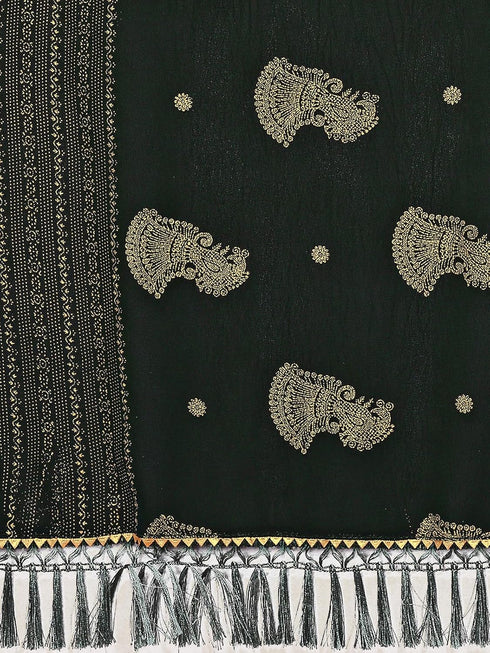 Vasthrlay Shimmer Embroidered Dark Saree