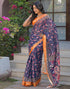 Vasthrlay Womens Printed Unstitched Dark Green Saree