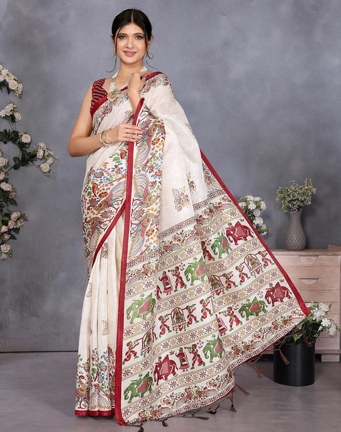 Vasthrlay Printed Unstitched Saree Az Ya Shaadi