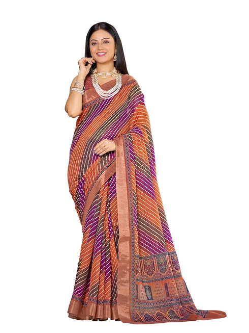 Vasthrlay Chanderi Leheriya Mothra Saree Multicolor