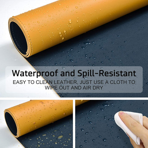 AROPANA Vegan Leather Desk Mat 70x35cm | Reversible Dual-Sided Waterproof Mouse Pad & Desk Protector