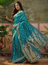 Vasthrlay Banarasi Jacquard Teal Blue Saree With Unstitched Blouse Piece