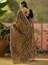 Vasthrlay Embroidery Scalloped Unstitched Dark Green Saree