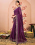 Vasthrlay Bandhani Embroidery Dark Purple And Golden Border Saree With Unstitched Blouse Piece