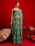 Vasthrlay Chiffon Tassels Unstitched Dark Green Saree