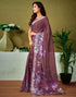 Vasthrlay Womens Cotton Printed Brown Saree With Unstitched Blouse Piece