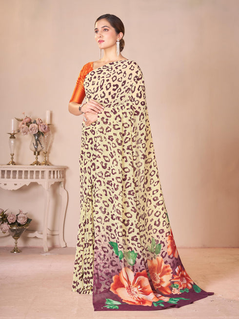 Vasthrlay Green Georgette Unstitched Saree