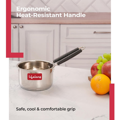 Lifelong Stainless Steel Heavy Bottom Saucepan