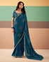 Vasthrlay Georgette Embroidery Unstitched Dark Green Saree