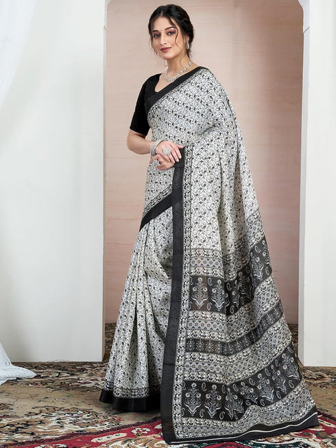 Vasthrlay Bhagalpuri Printed Unstitched 4161s246n White