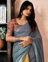 Vasthrlay Womens Printed Unstitched Purple Saree