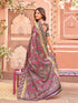 Vasthrlay Womens Printed Purple Saree With Unstitched Blouse Piece