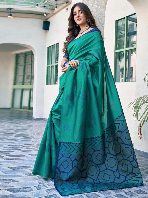 Vasthrlay Banarasi Jacquard Unstitched 3697s120n Teal