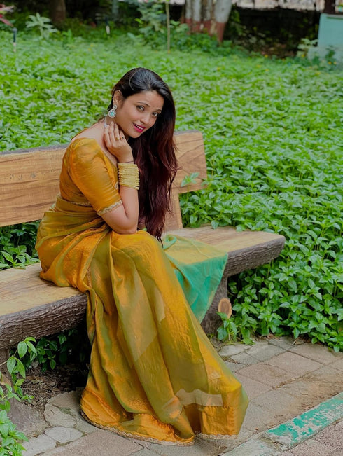 VasthrlayBoarder Unstitched Chhaavaz Mustard Free Ethnic Wear