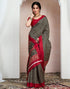 Vasthrlay Bandhani Printed Black Saree With Red Unstitched Blouse Piece