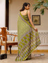 Vasthrlay Womens Printed Light Olive Green Saree With Unstitched Blouse Piece
