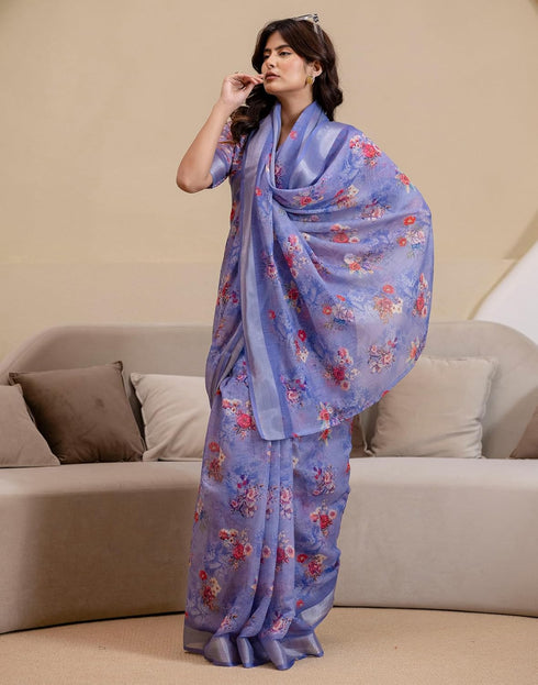 Vasthrlay Womens Printed Minute Green Saree