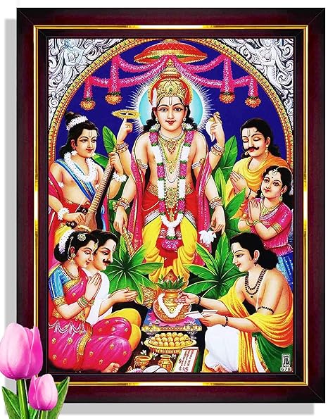 Pavan Photo Laminations Lord Satyanarayana Swamy Bhagwan Satyanarayan Wall Painting Frame