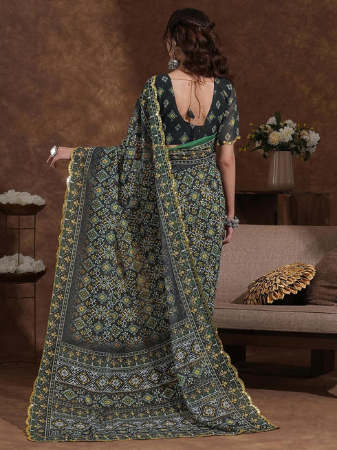 Vasthrlay Georgette Printed Blue Saree