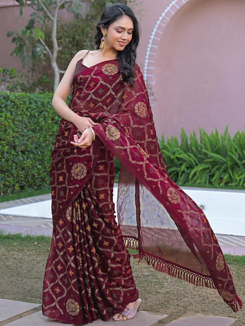 Vasthrlay Chiffon Printed Unstitched Teal Saree