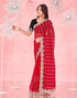 Vasthrlay Embroidery Scalloped Unstitched Red Saree