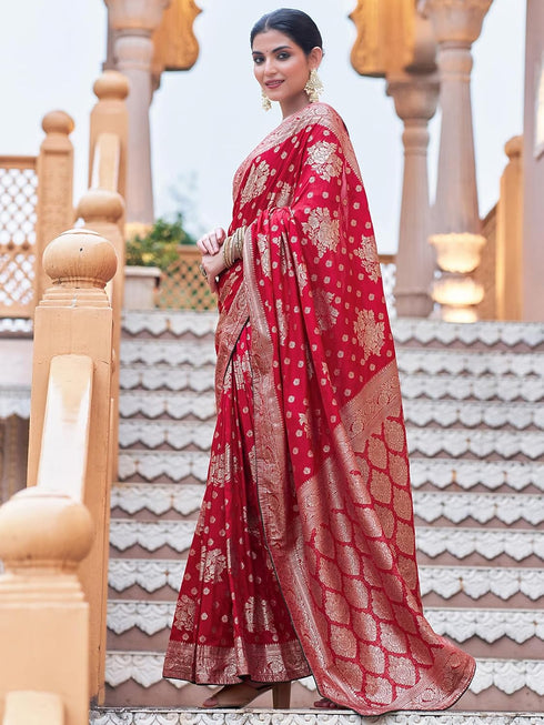 Vasthrlay Banarasi Jacquard Deep Saree
