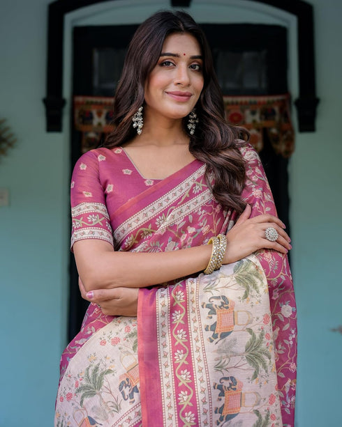 Vasthrlay Handloom Turquoise Paisley Saree