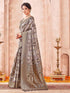 Vasthrlay Chanderi Banarasi Grey Saree With Unstitched Blouse Piece
